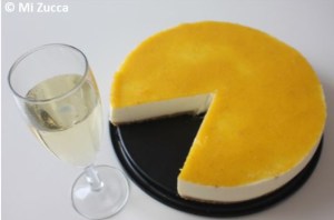 tarta de chocolate blanco y mango